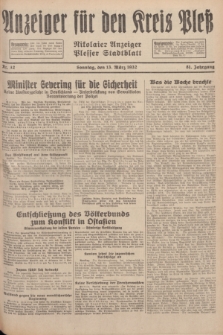 Anzeiger für den Kreis Pleß : Nikolaier Anzeiger : Plesser Stadtblatt. Jg.81, Nr. 32 (13 März 1932)