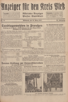 Anzeiger für den Kreis Pleß : Nikolaier Anzeiger : Plesser Stadtblatt. Jg.81, Nr. 33 (16 März 1932)