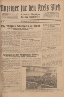 Anzeiger für den Kreis Pleß : Nikolaier Anzeiger : Plesser Stadtblatt. Jg.81, Nr. 48 (20 April 1932)