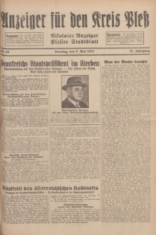 Anzeiger für den Kreis Pleß : Nikolaier Anzeiger : Plesser Stadtblatt. Jg.81, Nr. 56 (8 Mai 1932)