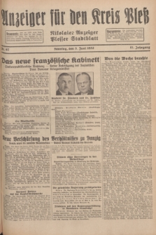 Anzeiger für den Kreis Pleß : Nikolaier Anzeiger : Plesser Stadtblatt. Jg.81, Nr. 67 (5 Juni 1932)