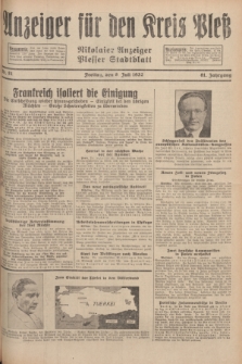 Anzeiger für den Kreis Pleß : Nikolaier Anzeiger : Plesser Stadtblatt. Jg.81, Nr. 81 (8 Juli 1932)