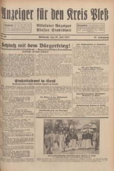 Anzeiger für den Kreis Pleß : Nikolaier Anzeiger : Plesser Stadtblatt. Jg.81, Nr. 86 (20 Juli 1932)