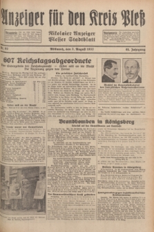 Anzeiger für den Kreis Pleß : Nikolaier Anzeiger : Plesser Stadtblatt. Jg.81, Nr. 92 (3 August 1932)