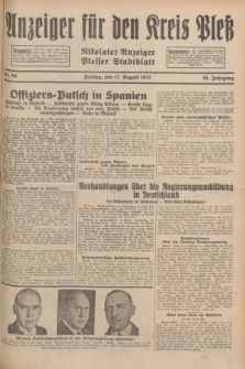 Anzeiger für den Kreis Pleß : Nikolaier Anzeiger : Plesser Stadtblatt. Jg.81, Nr. 96 (12 August 1932)