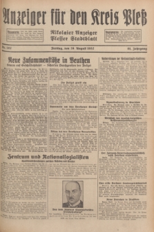 Anzeiger für den Kreis Pleß : Nikolaier Anzeiger : Plesser Stadtblatt. Jg.81, Nr. 102 (26 August 1932)