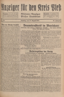 Anzeiger für den Kreis Pleß : Nikolaier Anzeiger : Plesser Stadtblatt. Jg.81, Nr. 103 (28 August 1932)