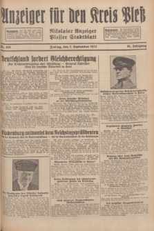 Anzeiger für den Kreis Pleß : Nikolaier Anzeiger : Plesser Stadtblatt. Jg.81, Nr. 105 (2 September 1932)