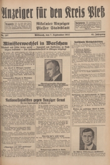 Anzeiger für den Kreis Pleß : Nikolaier Anzeiger : Plesser Stadtblatt. Jg.81, Nr. 107 (7 September 1932)