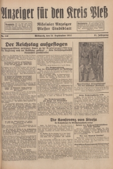 Anzeiger für den Kreis Pleß : Nikolaier Anzeiger : Plesser Stadtblatt. Jg.81, Nr. 110 (14 September 1932)