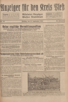 Anzeiger für den Kreis Pleß : Nikolaier Anzeiger : Plesser Stadtblatt. Jg.81, Nr. 111 (16 September 1932)