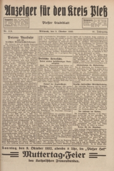 Anzeiger für den Kreis Pleß : Plesser Stadtblatt. Jg.81, Nr. 119 (5 Oktober 1932)