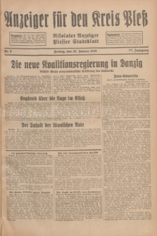 Anzeiger für den Kreis Pleß : Nikolaier Anzeiger : Plesser Stadtblatt. Jg.77, Nr. 9 (20 Januar 1928)