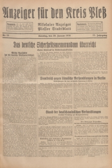 Anzeiger für den Kreis Pleß : Nikolaier Anzeiger : Plesser Stadtblatt. Jg.77, Nr. 13 (29 Januar 1928)