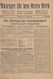Anzeiger für den Kreis Pleß : Nikolaier Anzeiger : Plesser Stadtblatt. Jg.77, Nr. 32 (14 März 1928)