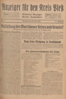 Anzeiger für den Kreis Pleß : Nikolaier Anzeiger : Plesser Stadtblatt. Jg.77, Nr. 74 (20 Juni 1928)