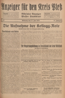 Anzeiger für den Kreis Pleß : Nikolaier Anzeiger : Plesser Stadtblatt. Jg.77, Nr. 77 (27 Juni 1928)