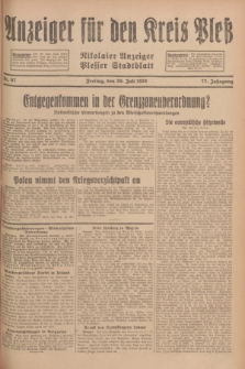 Anzeiger für den Kreis Pleß : Nikolaier Anzeiger : Plesser Stadtblatt. Jg.77, Nr. 87 (20 Juli 1928)