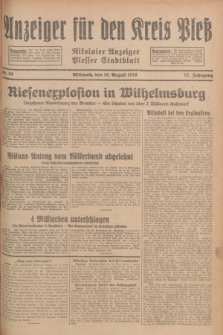 Anzeiger für den Kreis Pleß : Nikolaier Anzeiger : Plesser Stadtblatt. Jg.77, Nr. 98 (15 August 1928)