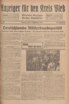 Anzeiger für den Kreis Pleß : Nikolaier Anzeiger : Plesser Stadtblatt. Jg.77, Nr. 109 (9 September 1928)