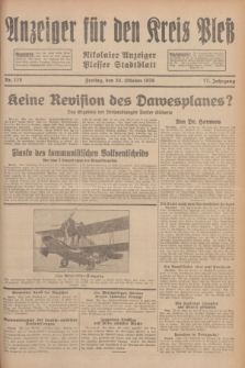 Anzeiger für den Kreis Pleß : Nikolaier Anzeiger : Plesser Stadtblatt. Jg.77, Nr. 129 (26 Oktober 1928)