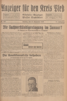 Anzeiger für den Kreis Pleß : Nikolaier Anzeiger : Plesser Stadtblatt. Jg.77, Nr. 139 (18 November 1928)