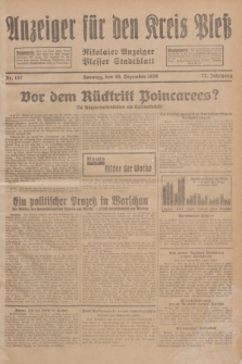Anzeiger für den Kreis Pleß : Nikolaier Anzeiger : Plesser Stadtblatt. Jg.77, Nr. 157 (30 Dezember 1928)