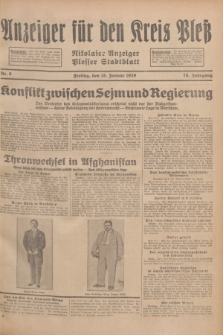 Anzeiger für den Kreis Pleß : Nikolaier Anzeiger : Plesser Stadtblatt. Jg.78, Nr. 8 (18 Januar 1929)