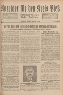 Anzeiger für den Kreis Pleß : Nikolaier Anzeiger : Plesser Stadtblatt. Jg.78, Nr. 25 (27 Februar 1929)