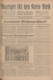 Anzeiger für den Kreis Pleß : Nikolaier Anzeiger : Plesser Stadtblatt. Jg.78, Nr. 38 (29 März 1929)