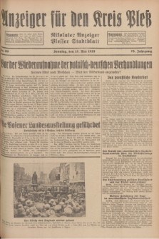Anzeiger für den Kreis Pleß : Nikolaier Anzeiger : Plesser Stadtblatt. Jg.78, Nr. 60 (19 Mai 1929)