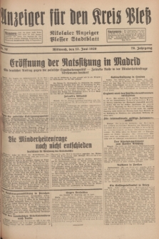 Anzeiger für den Kreis Pleß : Nikolaier Anzeiger : Plesser Stadtblatt. Jg.78, Nr. 70 (12 Juni 1929)