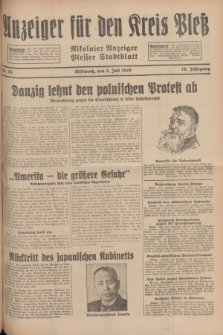 Anzeiger für den Kreis Pleß : Nikolaier Anzeiger : Plesser Stadtblatt. Jg.78, Nr. 79 (3 Juli 1929)