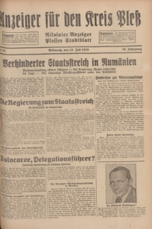Anzeiger für den Kreis Pleß : Nikolaier Anzeiger : Plesser Stadtblatt. Jg.78, Nr. 82 (10 Juli 1929)