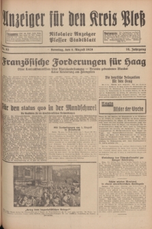 Anzeiger für den Kreis Pleß : Nikolaier Anzeiger : Plesser Stadtblatt. Jg.78, Nr. 93 (4 August 1929)