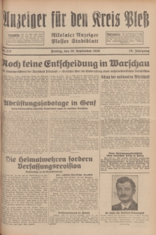 Anzeiger für den Kreis Pleß : Nikolaier Anzeiger : Plesser Stadtblatt. Jg.78, Nr. 113 (20 September 1929)
