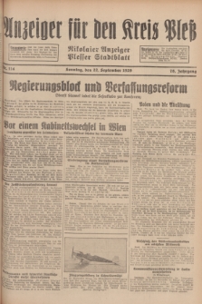 Anzeiger für den Kreis Pleß : Nikolaier Anzeiger : Plesser Stadtblatt. Jg.78, Nr. 114 (22 September 1929)