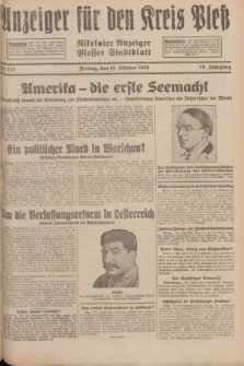 Anzeiger für den Kreis Pleß : Nikolaier Anzeiger : Plesser Stadtblatt. Jg.78, Nr. 125 (18 October 1929)