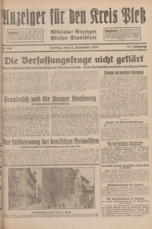 Anzeiger für den Kreis Pleß : Nikolaier Anzeiger : Plesser Stadtblatt. Jg.78, Nr. 140 (22 November 1929)