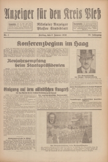 Anzeiger für den Kreis Pleß : Nikolaier Anzeiger : Plesser Stadtblatt. Jg.79, Nr. 2 (3 Januar 1930)