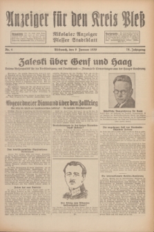 Anzeiger für den Kreis Pleß : Nikolaier Anzeiger : Plesser Stadtblatt. Jg.79, Nr. 4 (8 Januar 1930)
