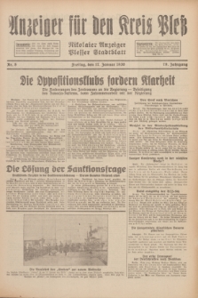 Anzeiger für den Kreis Pleß : Nikolaier Anzeiger : Plesser Stadtblatt. Jg.79, Nr. 8 (17 Januar 1930)