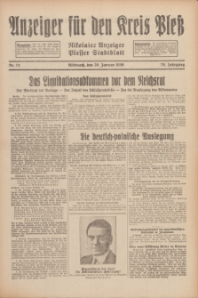 Anzeiger für den Kreis Pleß : Nikolaier Anzeiger : Plesser Stadtblatt. Jg.79, Nr. 13 (29 Januar 1930)