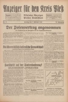 Anzeiger für den Kreis Pleß : Nikolaier Anzeiger : Plesser Stadtblatt. Jg.79, Nr. 17 (7 Februar 1930)