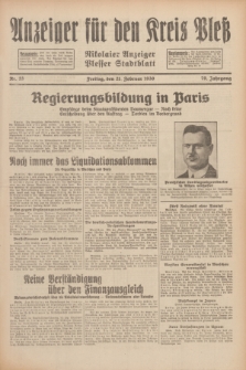 Anzeiger für den Kreis Pleß : Nikolaier Anzeiger : Plesser Stadtblatt. Jg.79, Nr. 23 (21 Februar 1930)