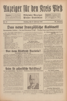 Anzeiger für den Kreis Pleß : Nikolaier Anzeiger : Plesser Stadtblatt. Jg.79, Nr. 24 (23 Februar 1930)