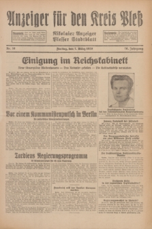Anzeiger für den Kreis Pleß : Nikolaier Anzeiger : Plesser Stadtblatt. Jg.79, Nr. 29 (7 März 1930)