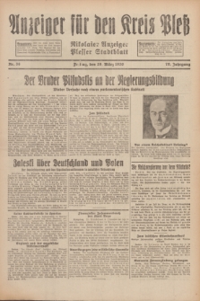 Anzeiger für den Kreis Pleß : Nikolaier Anzeiger : Plesser Stadtblatt. Jg.79, Nr. 38 (28 März 1930)