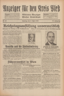 Anzeiger für den Kreis Pleß : Nikolaier Anzeiger : Plesser Stadtblatt. Jg.79, Nr. 45 (13 April 1930)