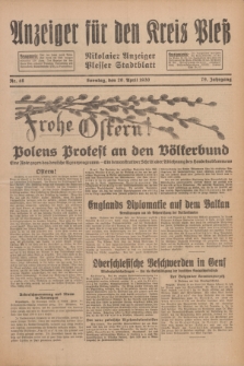 Anzeiger für den Kreis Pleß : Nikolaier Anzeiger : Plesser Stadtblatt. Jg.79, Nr. 48 (20 April 1930)